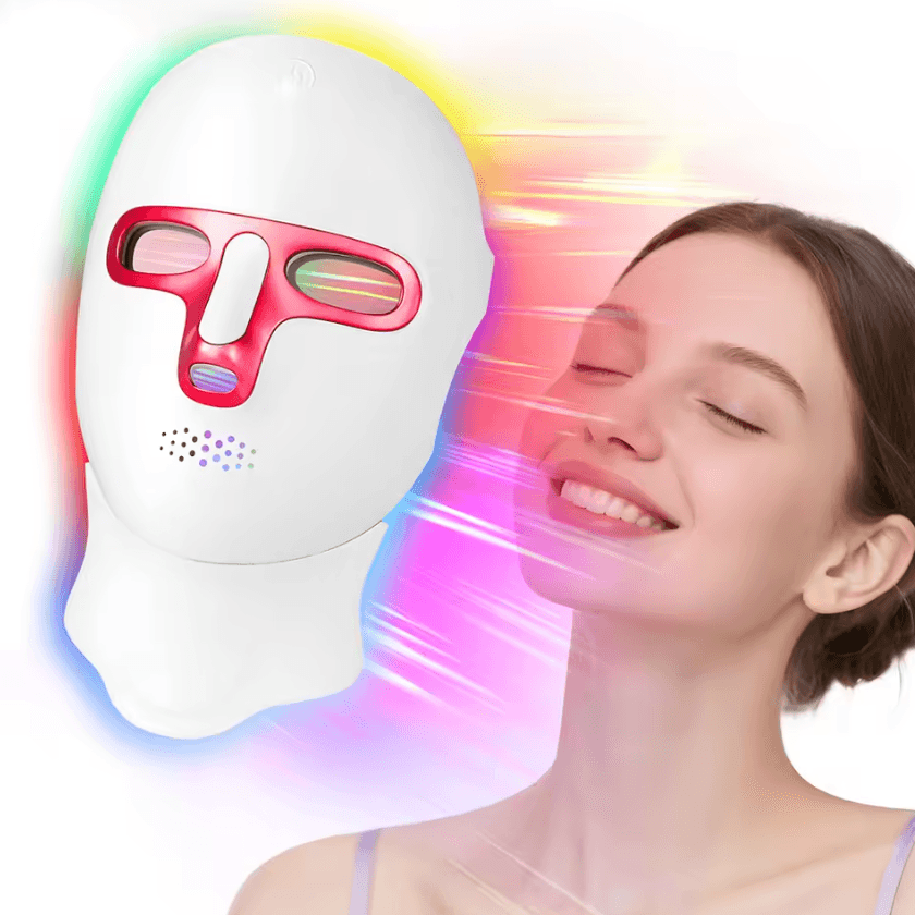 Wireless 7 Color LED Face and Neck Mask for At Home Light Therapy Skincare
