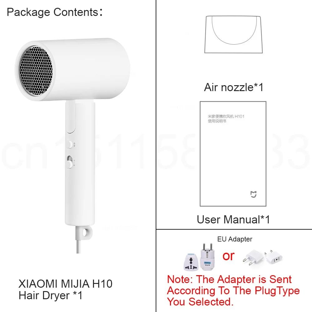 Portable 1600W Negative Ion Foldable Hair Dryer with Adapter