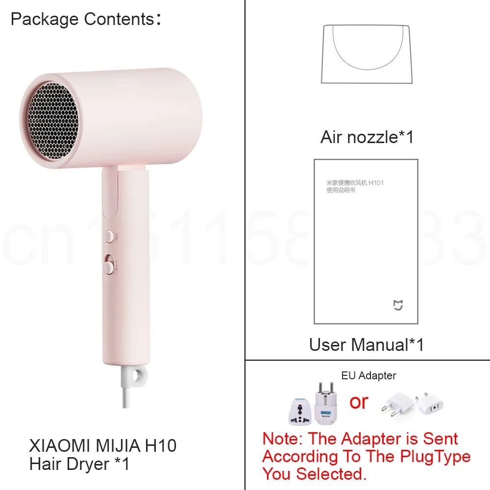 Portable 1600W Negative Ion Foldable Hair Dryer with Adapter