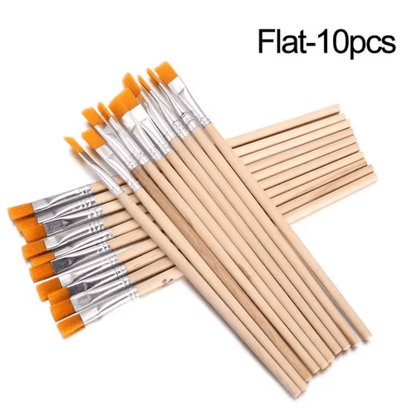 10-Piece Fine Detail Paint Brush Set – Wood Handle Brushes for Watercolor, Acrylic, Oil & Calligraphy