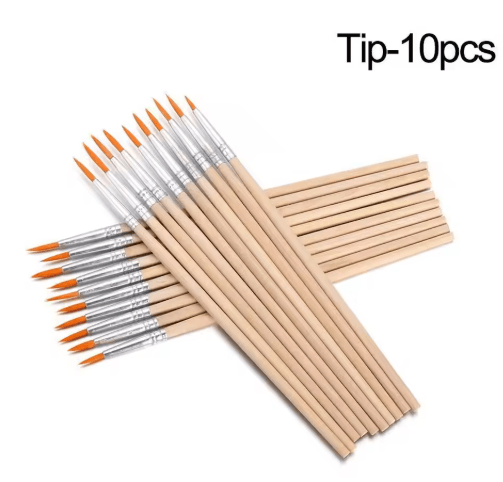 10-Piece Fine Detail Paint Brush Set – Wood Handle Brushes for Watercolor, Acrylic, Oil & Calligraphy