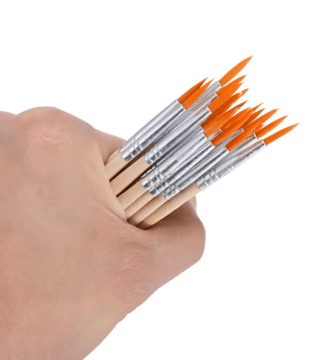 10-Piece Fine Detail Paint Brush Set – Wood Handle Brushes for Watercolor, Acrylic, Oil & Calligraphy