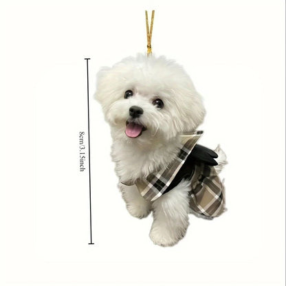 Cute Puppy Car Charm Acrylic Rearview Mirror Hanging Ornament for Car Interior Decor