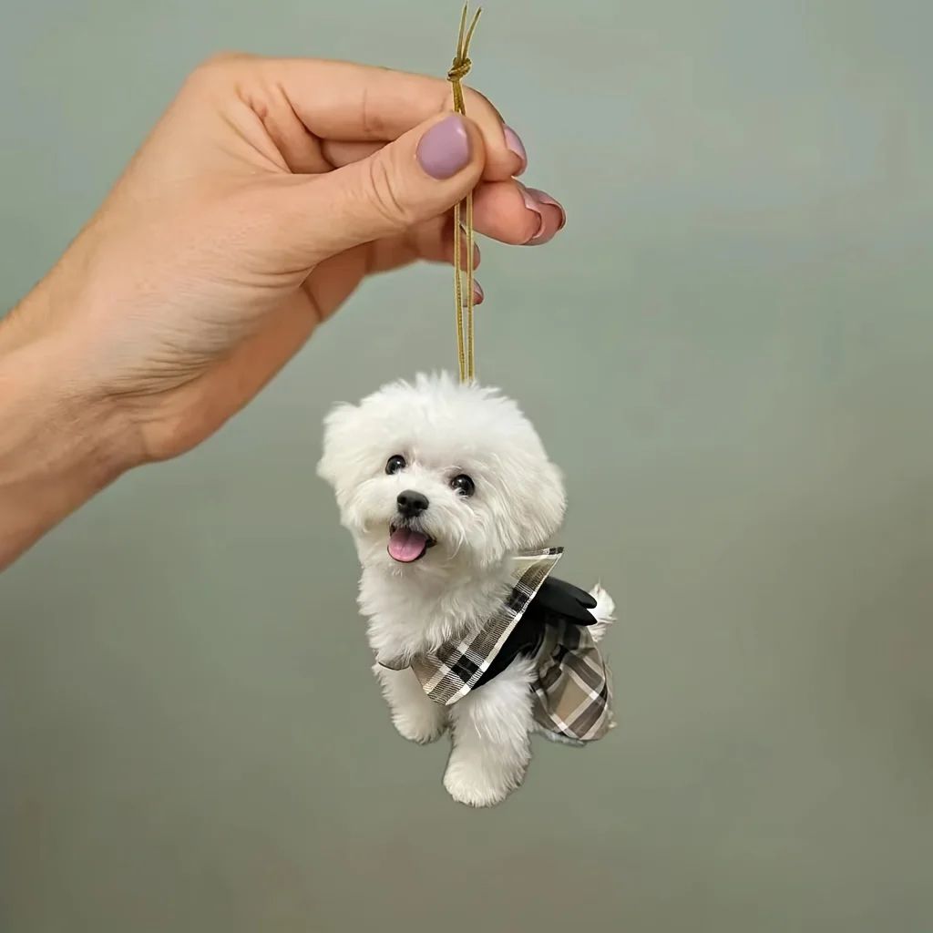 Cute Puppy Car Charm Acrylic Rearview Mirror Hanging Ornament for Car Interior Decor