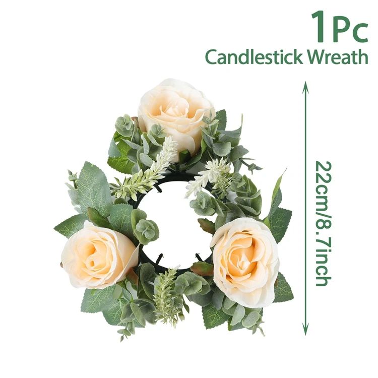 Artificial Rose Flower Candle Ring Wreath – Decorative Wedding Centerpiece for Parties, Birthdays & Home Decor