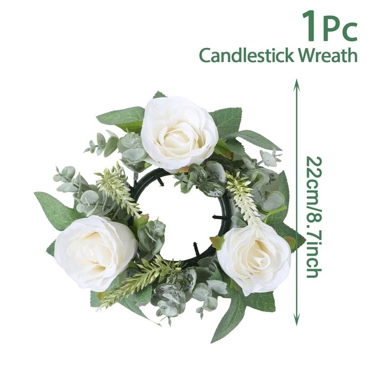 Artificial Rose Flower Candle Ring Wreath – Decorative Wedding Centerpiece for Parties, Birthdays & Home Decor