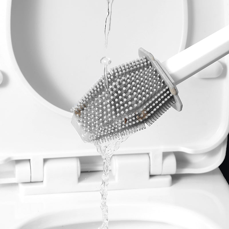 Diamond Wall Mounted Silicone Toilet Brush & Holder for Deep Bathroom Cleaning