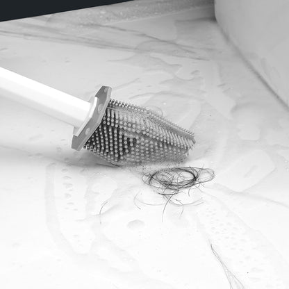 Diamond Wall Mounted Silicone Toilet Brush & Holder for Deep Bathroom Cleaning
