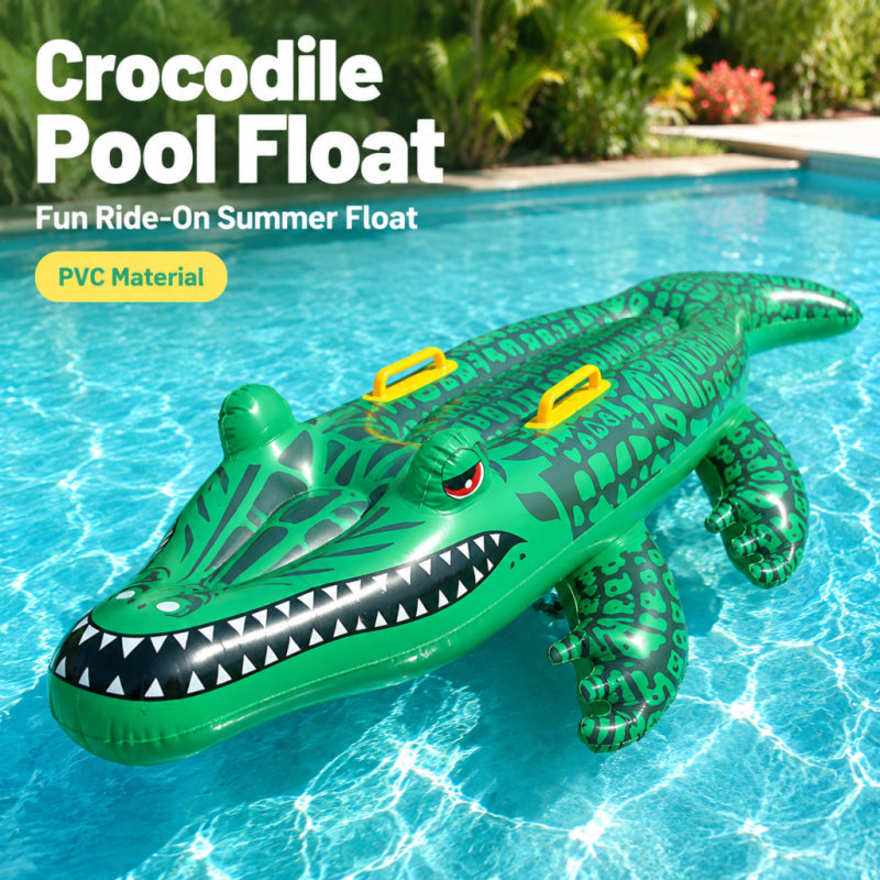 CrocRider Inflatable Pool Float Thick PVC Crocodile Pool Float for Kids & Adults