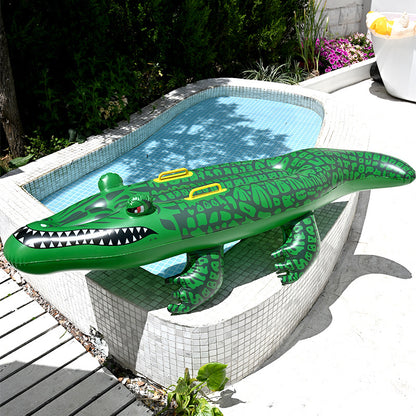 CrocRider Inflatable Pool Float Thick PVC Crocodile Pool Float for Kids & Adults