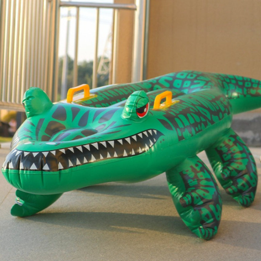 CrocRider Inflatable Pool Float Thick PVC Crocodile Pool Float for Kids & Adults