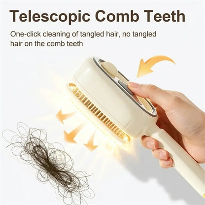 Electric Hair Brush with Spray & Red Light Therapy Anti Frizz Detangling Brush for Wet & Dry Hair