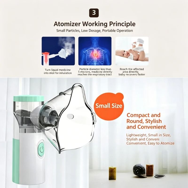 Portable Mesh Nebulizer with Adult and Child Masks for Quiet Inhalation Therapy