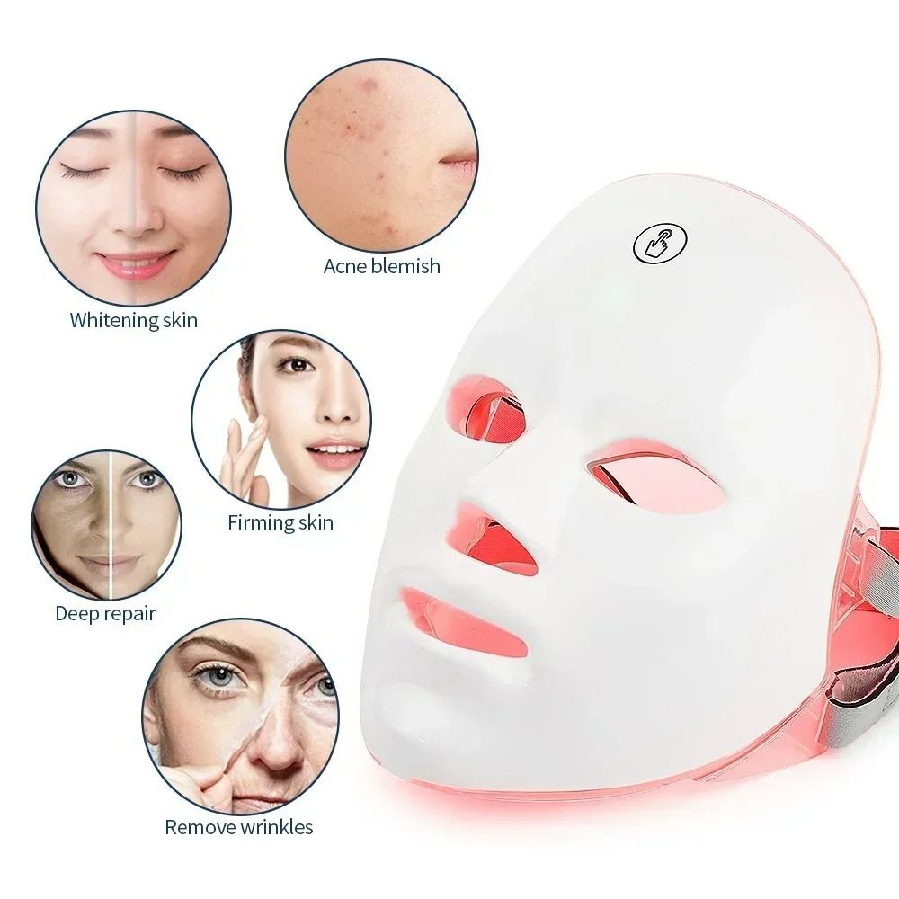 7-Color LED Facial & Neck Light Therapy Mask Set