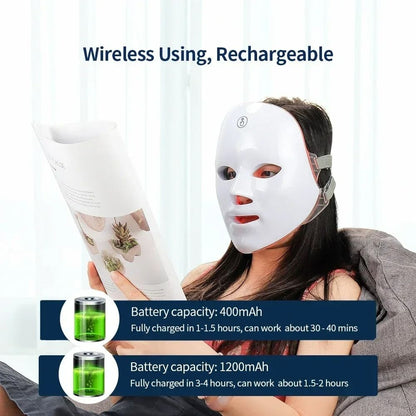 7-Color LED Facial & Neck Light Therapy Mask Set