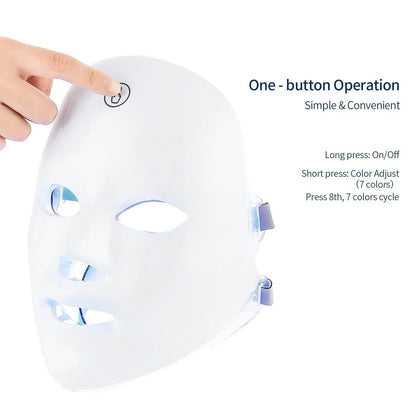 7-Color LED Facial & Neck Light Therapy Mask Set