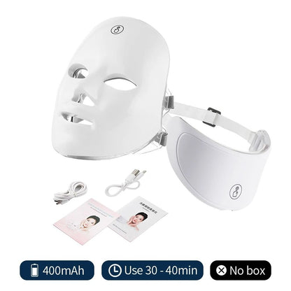 7-Color LED Facial & Neck Light Therapy Mask Set