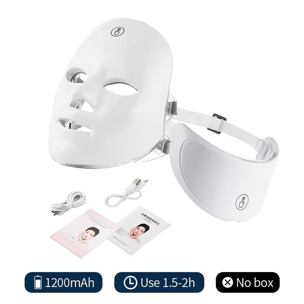 7-Color LED Facial & Neck Light Therapy Mask Set