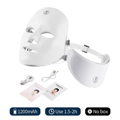 7-Color LED Facial & Neck Light Therapy Mask Set