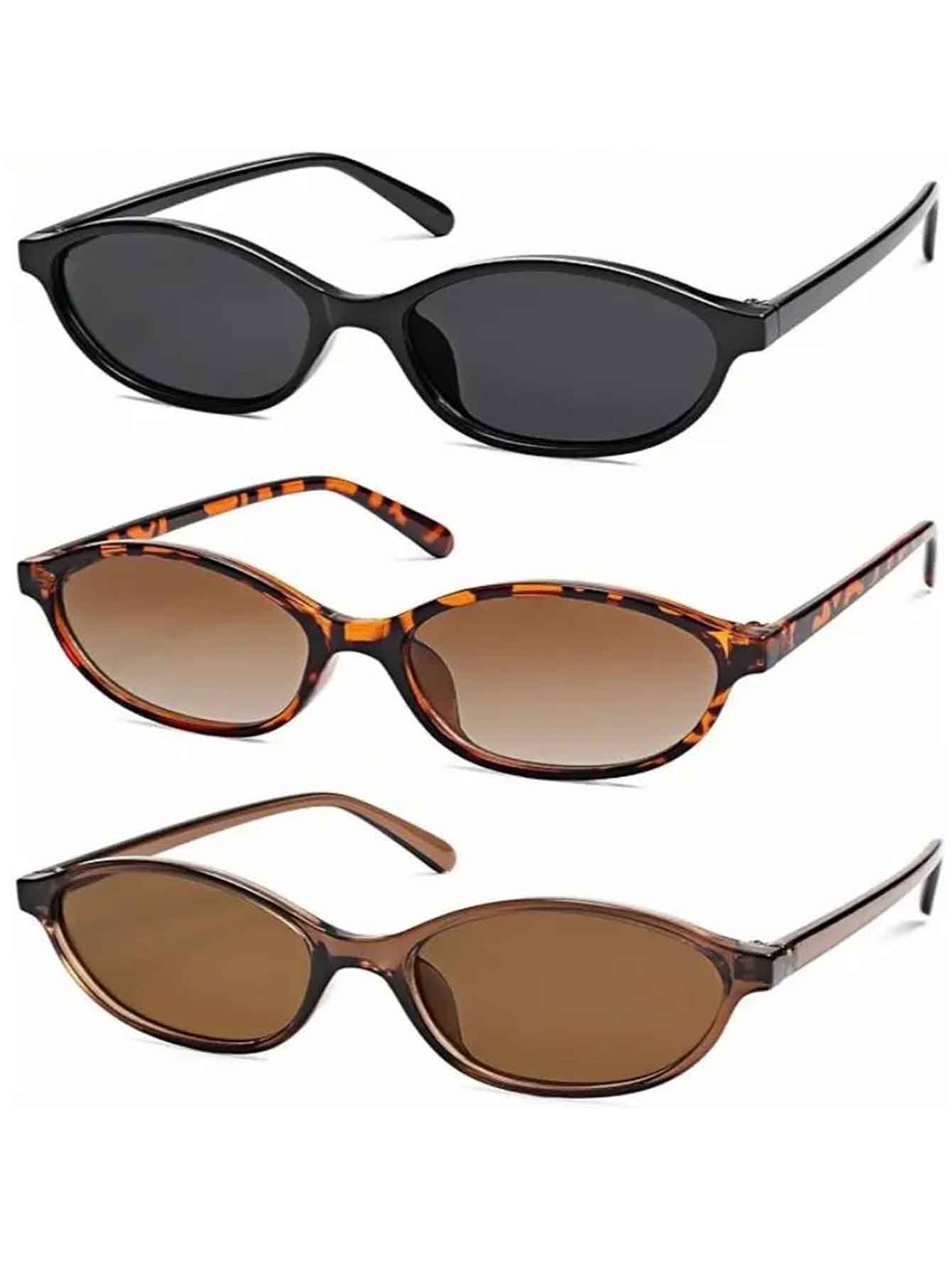 Retro Oval Sunglasses Set for Women Cat Eye UV Vintage Shades