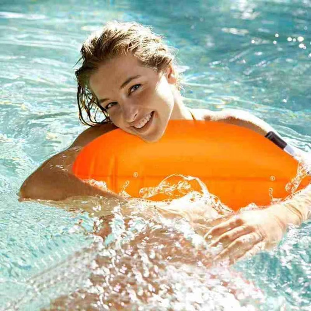 Open Water Inflatable Swim Buoy Tow Float with Waterproof Storage & Adjustable Waist Belt