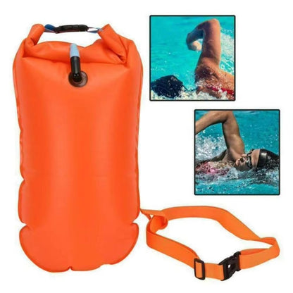 Open Water Inflatable Swim Buoy Tow Float with Waterproof Storage & Adjustable Waist Belt