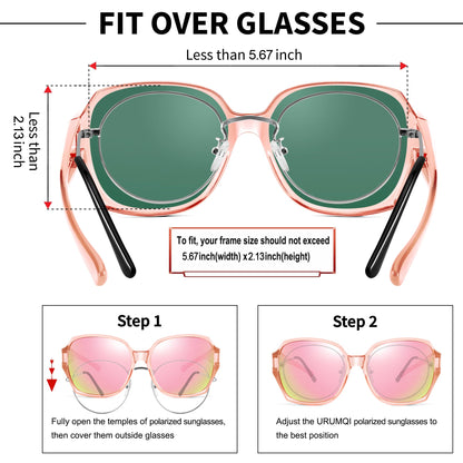 Oversized Fit Over Sunglasses for Glasses Polarized Square Shades for Women & Men