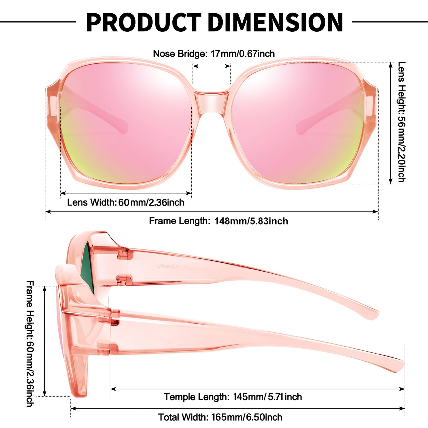 Oversized Fit Over Sunglasses for Glasses Polarized Square Shades for Women & Men