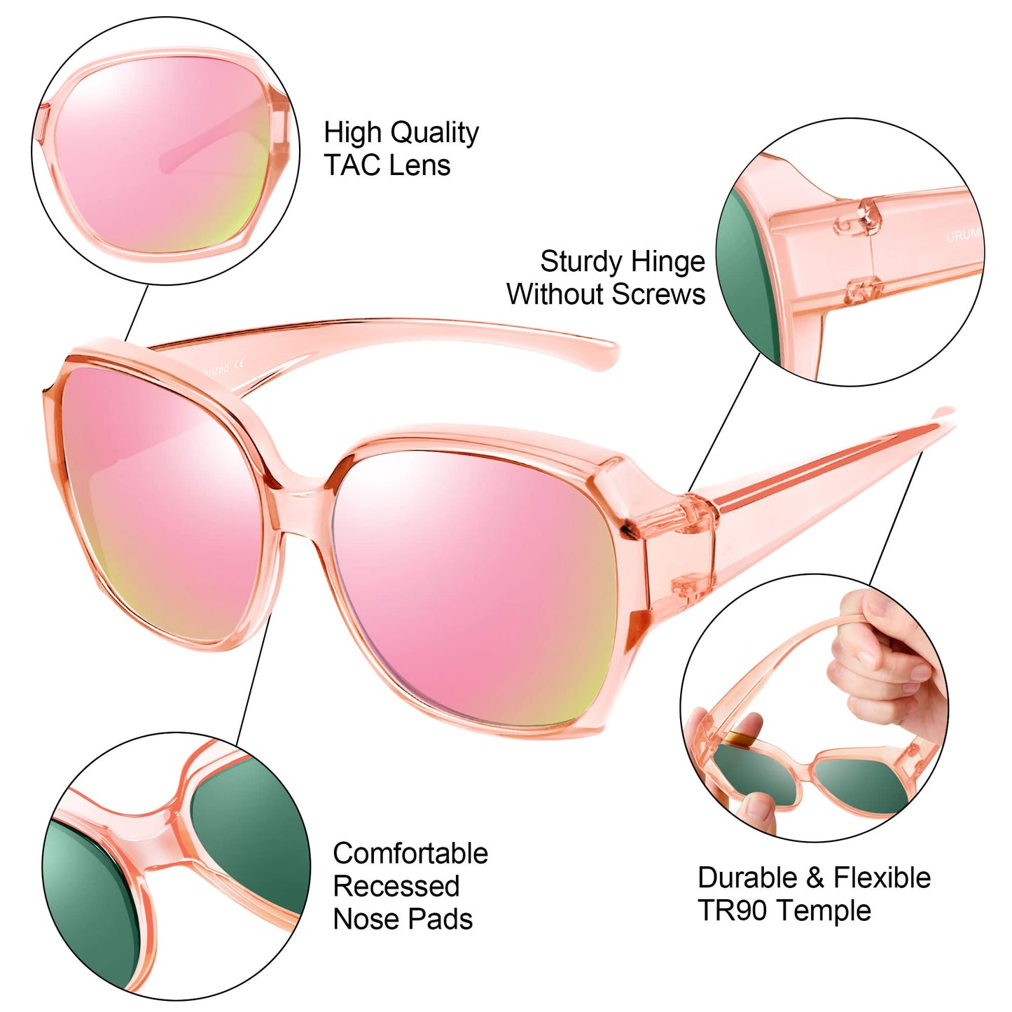 Oversized Fit Over Sunglasses for Glasses Polarized Square Shades for Women & Men