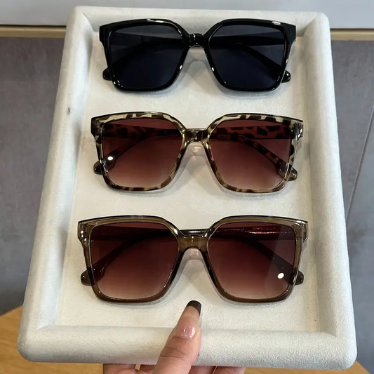 Oversized Rectangle Sunglasses Set for Women with UV Protection