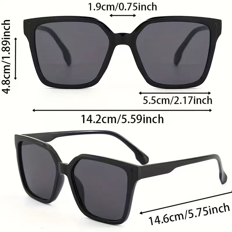 Oversized Rectangle Sunglasses Set for Women with UV Protection