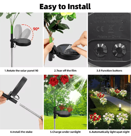 LED Solar Flower Lights Waterproof Outdoor Garden Lights for Yard, Lawn & Pathway Decor