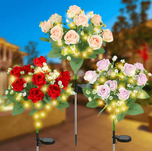 LED Solar Flower Lights Waterproof Outdoor Garden Lights for Yard, Lawn & Pathway Decor
