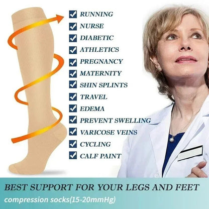 Anti-Fatigue Graduated Compression Socks for Sports & Travel