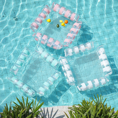 Foldable Inflatable Water Hammock Pool Float Lounge Chair with Backrest for Pool & Beach Relaxation