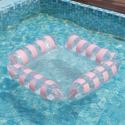 Foldable Inflatable Water Hammock Pool Float Lounge Chair with Backrest for Pool & Beach Relaxation