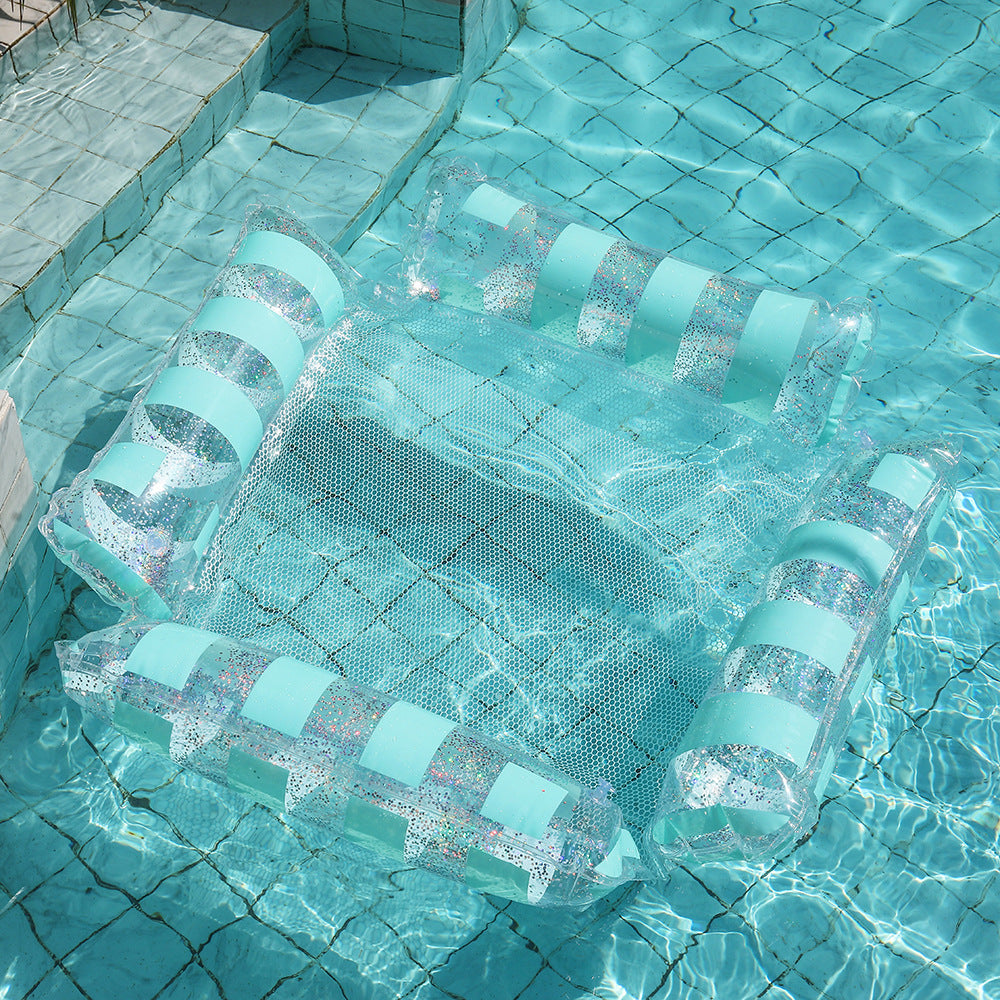 Foldable Inflatable Water Hammock Pool Float Lounge Chair with Backrest for Pool & Beach Relaxation