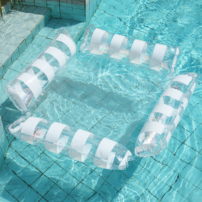 Foldable Inflatable Water Hammock Pool Float Lounge Chair with Backrest for Pool & Beach Relaxation