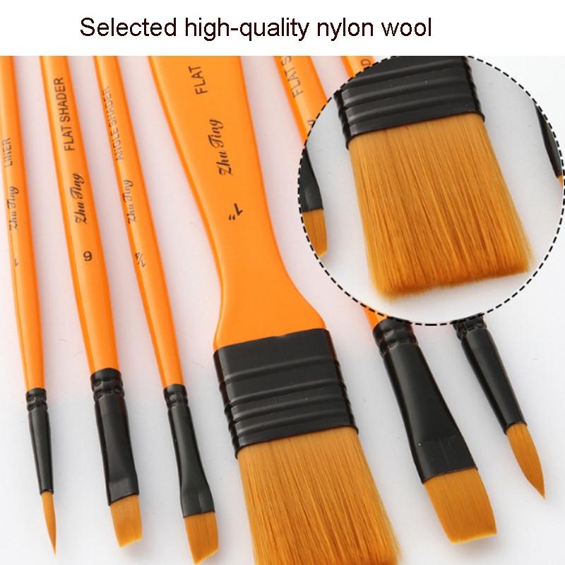 10 in 1 Watercolor Paint Brushes Artist Paint Brush Set with Nylon Bristles Wooden Handles and Storage Bag