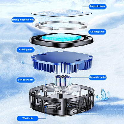 X76 Magnetic Phone Cooler Semiconductor Phone Cooling Fan with Digital Display RGB Lights
