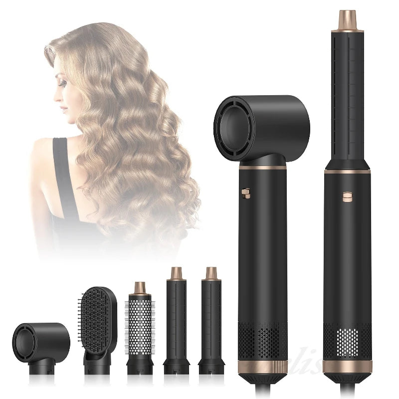 Hair Styler Hot Air Brush Ionic Hair Dryer Brush with Curler & Straightener