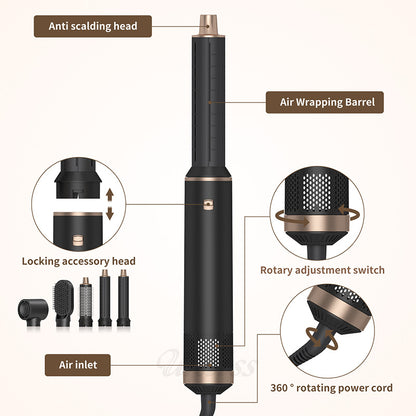 Hair Styler Hot Air Brush Ionic Hair Dryer Brush with Curler & Straightener
