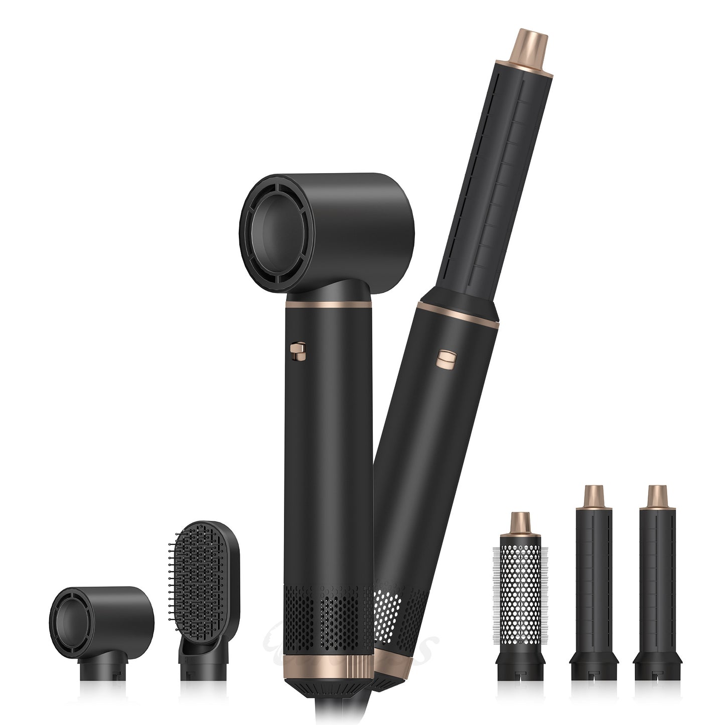 Hair Styler Hot Air Brush Ionic Hair Dryer Brush with Curler & Straightener