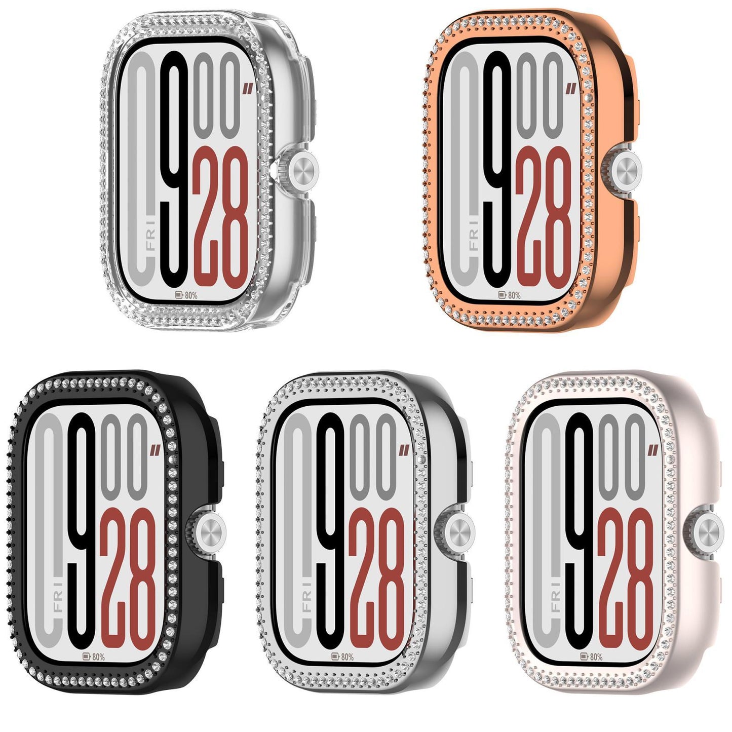 For Redmi Watch 5 Protective Case Single Row Diamond PC Watch Cover Half Coverage Bumper