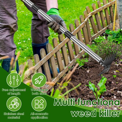 Heavy Duty Garden Thatch Rake Stainless Steel Lawn Dethatching Rake for Weed Removal & Soil Loosening