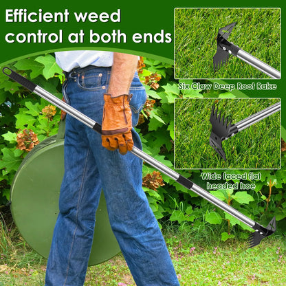 Heavy Duty Garden Thatch Rake Stainless Steel Lawn Dethatching Rake for Weed Removal & Soil Loosening