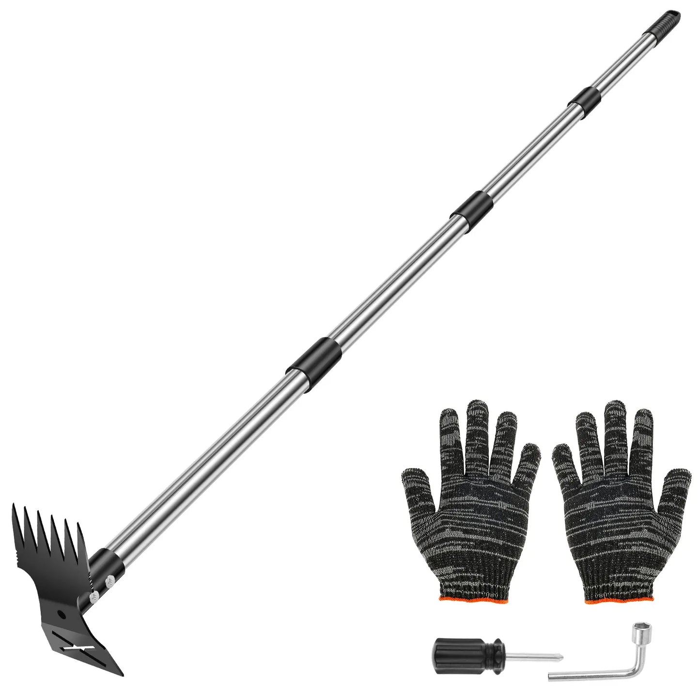 Heavy Duty Garden Thatch Rake Stainless Steel Lawn Dethatching Rake for Weed Removal & Soil Loosening