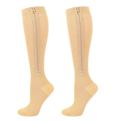 ComfortZip Compression Socks Open Toe Zipper Compression Socks for Wide Calves and Travel Support