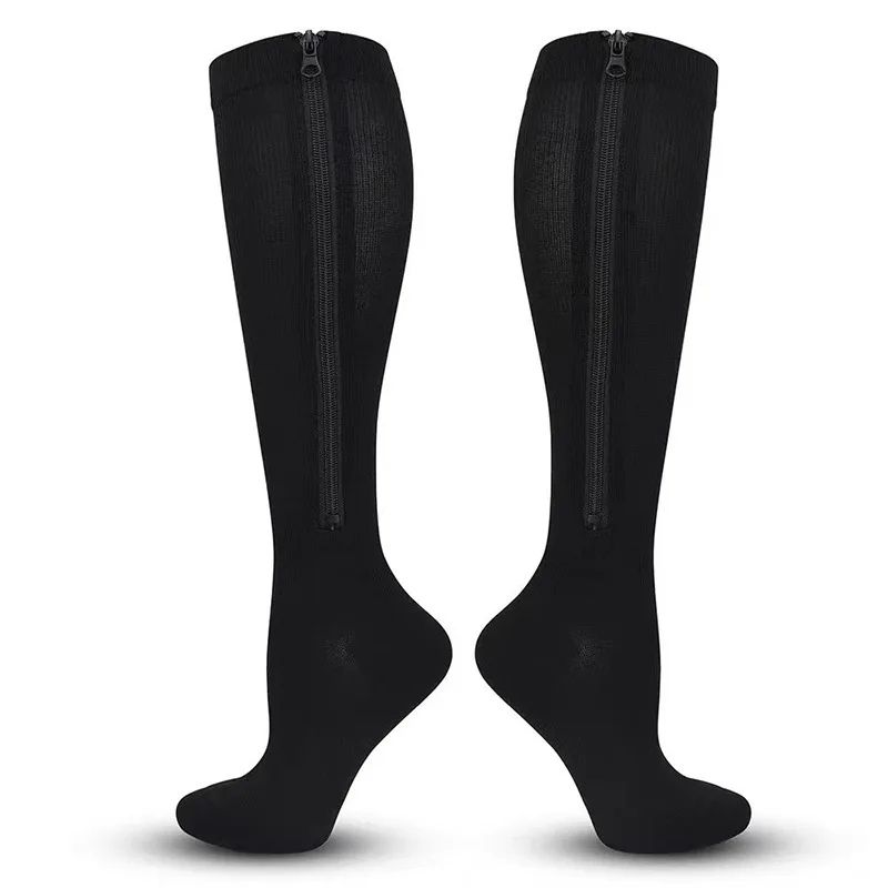 ComfortZip Compression Socks Open Toe Zipper Compression Socks for Wide Calves and Travel Support