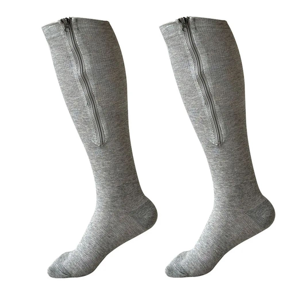 ComfortZip Compression Socks Open Toe Zipper Compression Socks for Wide Calves and Travel Support